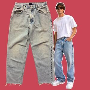 Tommy Hilfiger Tommy Jeans Mens Size 33x28 Thrashed Raw Edge Light Wash 90s Y2K